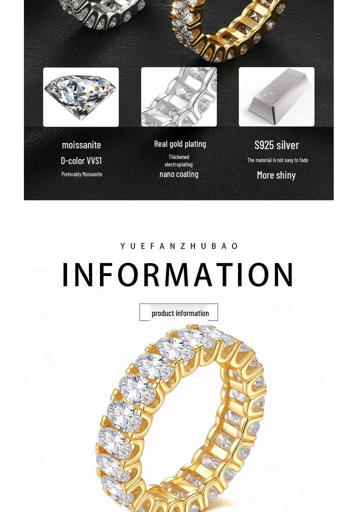 European-American Cross-Border Hot-Selling 3x5mm Oval Moissanite S925 Sterling Silver Stackable Ring, Niche Design, Fashionable Light Luxury