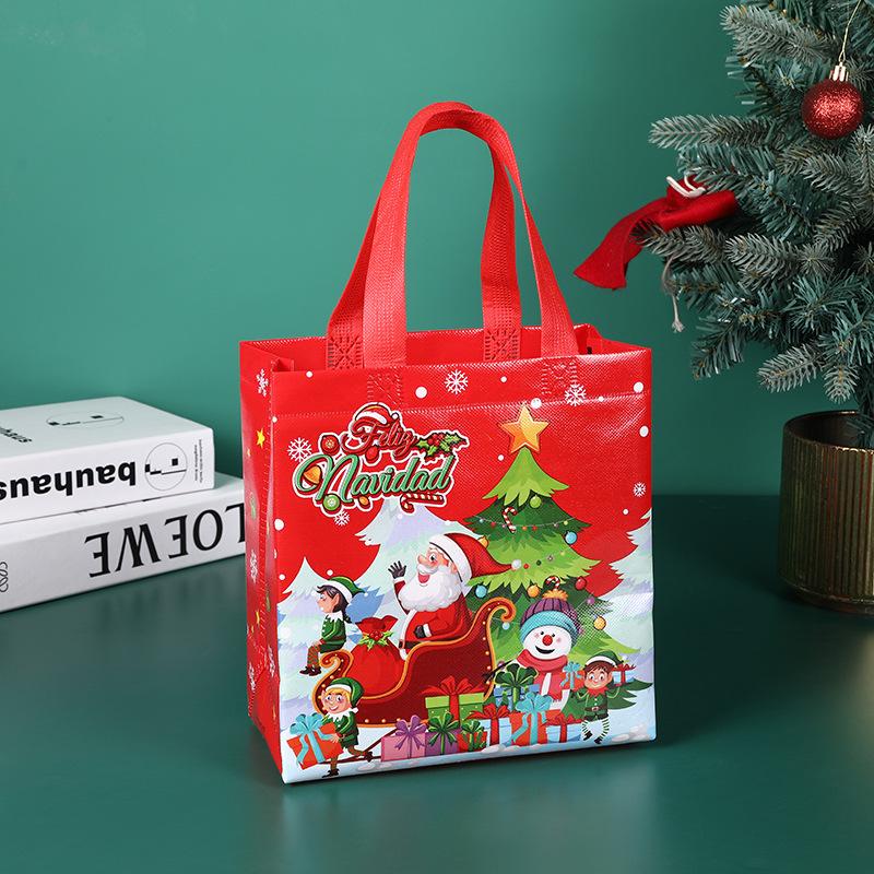 StoBag Christmas Gift Tote Bags Reusable Non Woven Bags for Holiday Party Favors and Festive Candy Cake Prensents Packaging