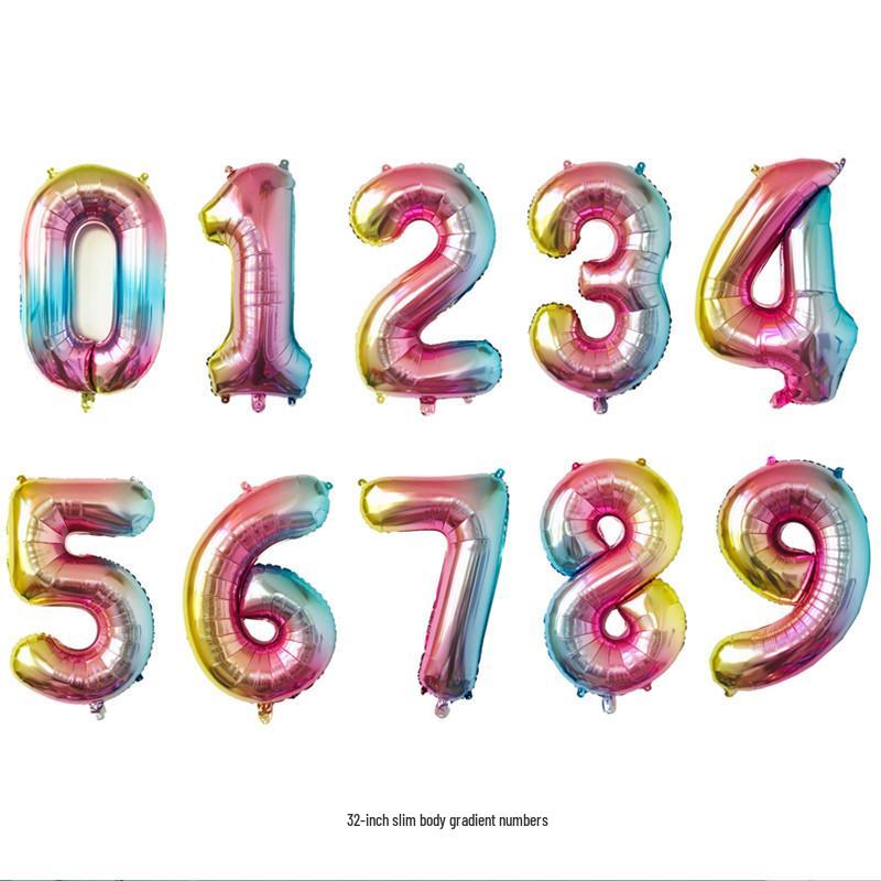32-inch Gradient Gold/Silver/Rose Gold Number Foil Balloon (US Version)