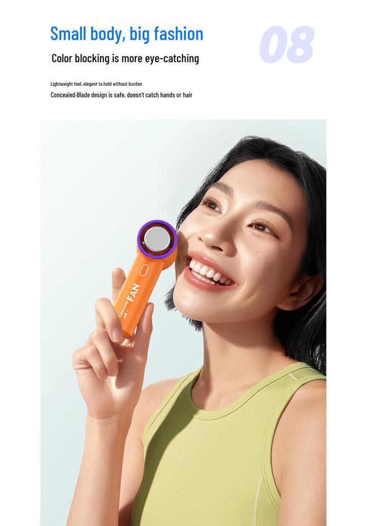 T20 Compact Handheld Fan: High-Speed, Long Battery, USB Rechargeable for Outdoor Cooling