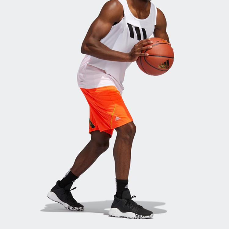 Adidas Basketball Shorts Men's Orange Moderate Straight Fit Pants GH7942