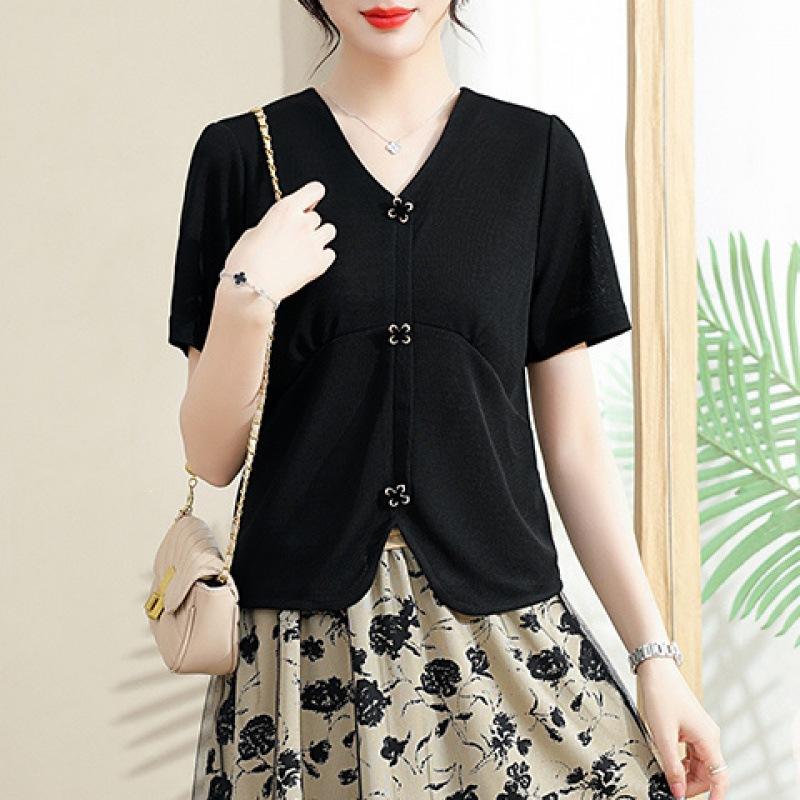 Middle-aged printed fashion suit mesh skirt summer dress new mother French slim temperament two-piece dress
