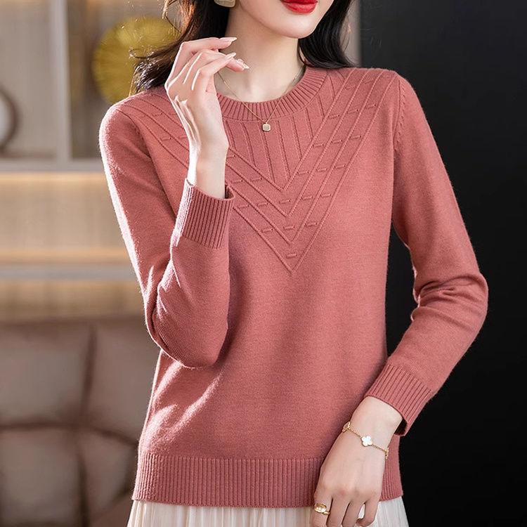 Pulover Tricotat cu Gât Rotund pentru Femei Femei Primăvară și Toamnă Culoare Solidă Larg Subțire Modă Secțiune Subțire Topuri Cămașă de Bază