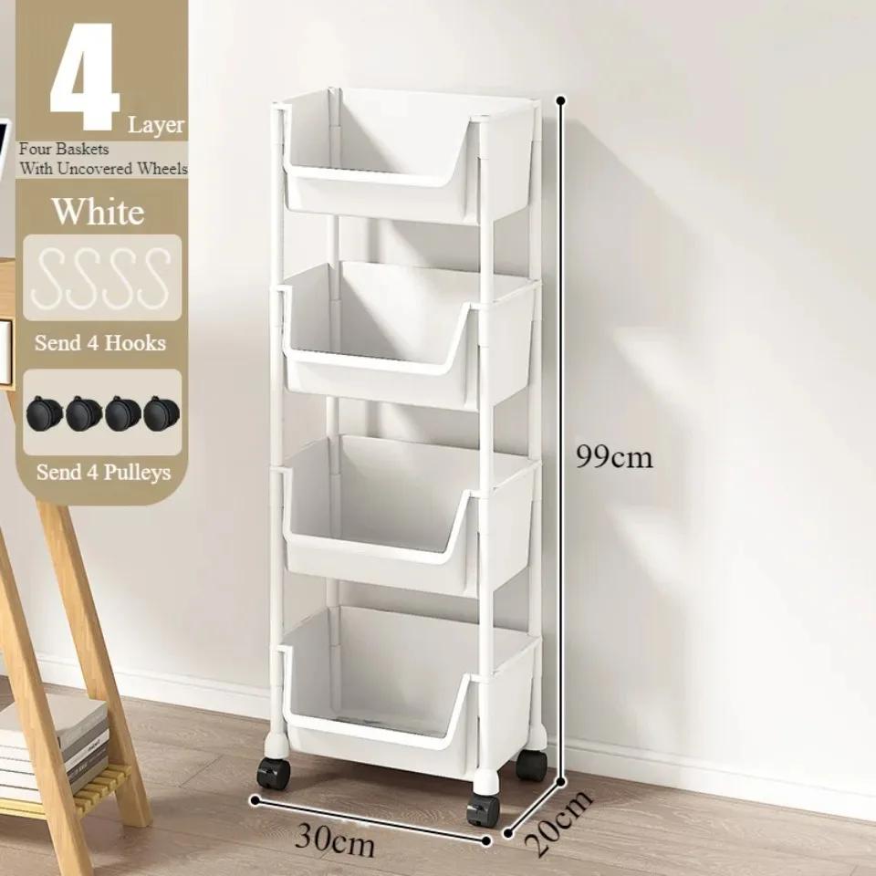 Mobile Bookshelf Multi-Layer Bathroom Shelves With Wheels Kitchen Groceries Organizer Shelf Bedroom Storage Rack Utility Cart