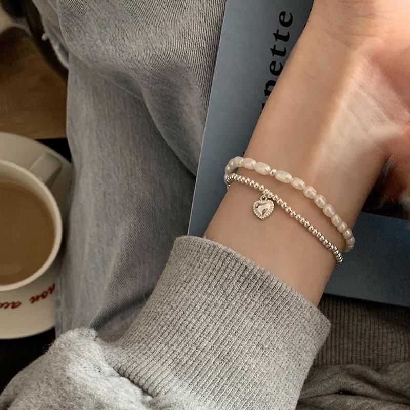 PANJBJ 925 Silve Beads Letters Bracelet for Women Girl Gift Punk Good Luck Simplicity Jewelry