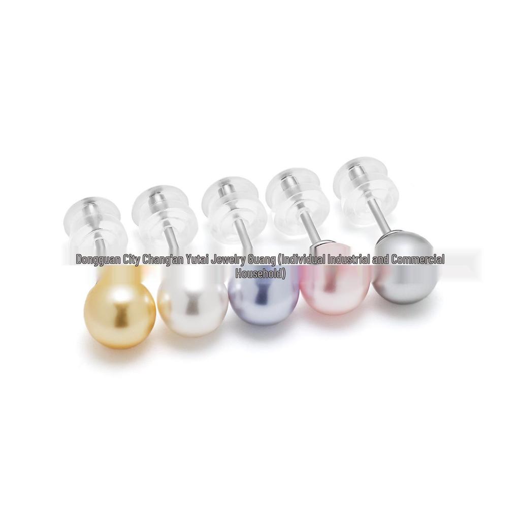 F136 Titanium Pearl Inlaid Luxury Stud Earrings – Niche Design, Versatile Jewelry for Piercing.