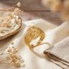 Vintage Elegant Hollow Carved Floral Ring for Women Bohemian Gold Plated Flower Finger Ring Party Banquet Luxury Jewelry Gift