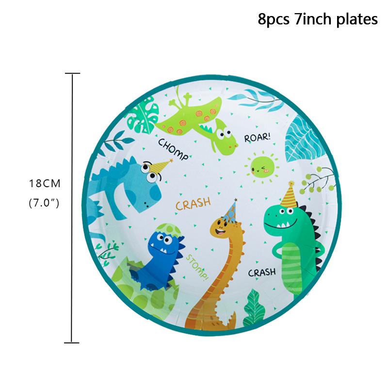 Dino Party Supplies Dinosaur Balloons Paper Straws Cups Plates Kids Boy Birthday Party Decoration Jungle Dinosaur Party Decor