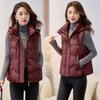Cangzhou Autumn and Winter New Hooded Outer Wear Down Cotton Vest Large Size Warm Vest Cotton Vest Thickened Cotton Vest Women