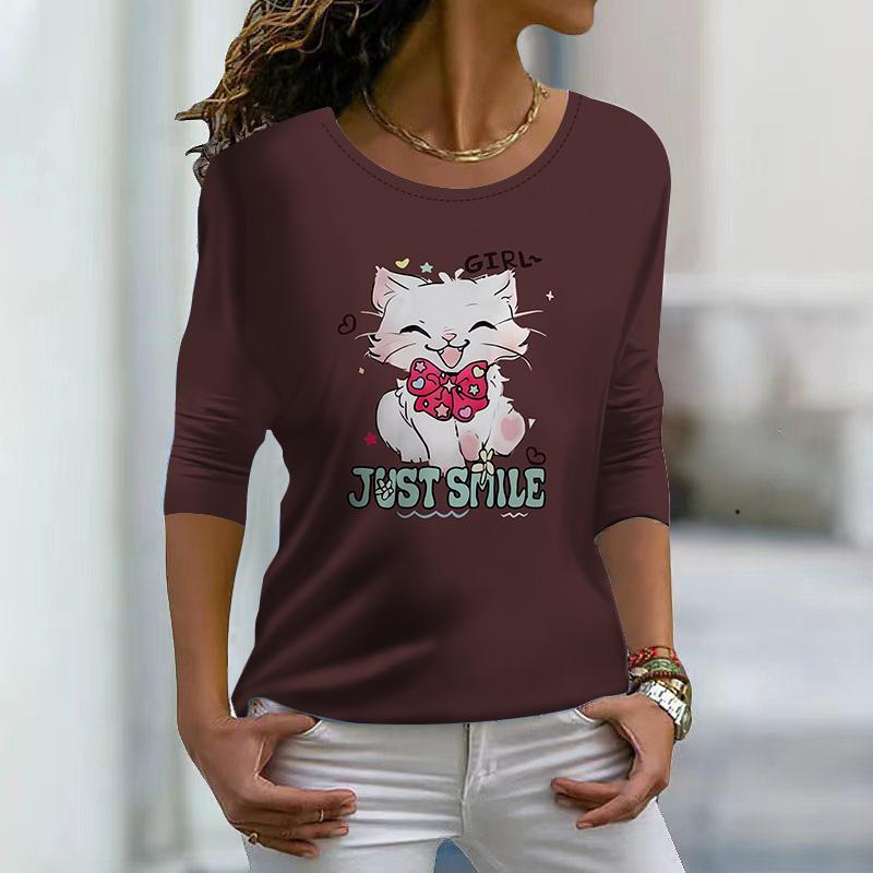 

Топы для женщин с принтом 3D белого журавля, круглым вырезом и длинным рукавом, футболка, осенний повседневный тонкий пуловер, женский топ с длинным рукавом 8XL темно-красного