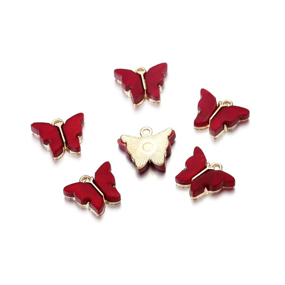10pcs/lot Colorful Resin Butterfly Charms Pendant Enamel Metal Small Charms Necklace Bracelet For DIY Jewelry Making Accessories