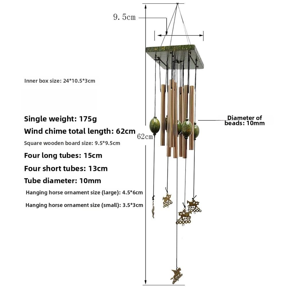 

Bronze metal tubular wind chime with multiple tubes 62cm length for home decor garden and patio classic style melodic tones