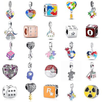 New Fashioncopper Charms Cube Game Dice Bead Jigsaw Pendant Fit Original Bracelet Women Jewelry Diy Making Gift Accessories