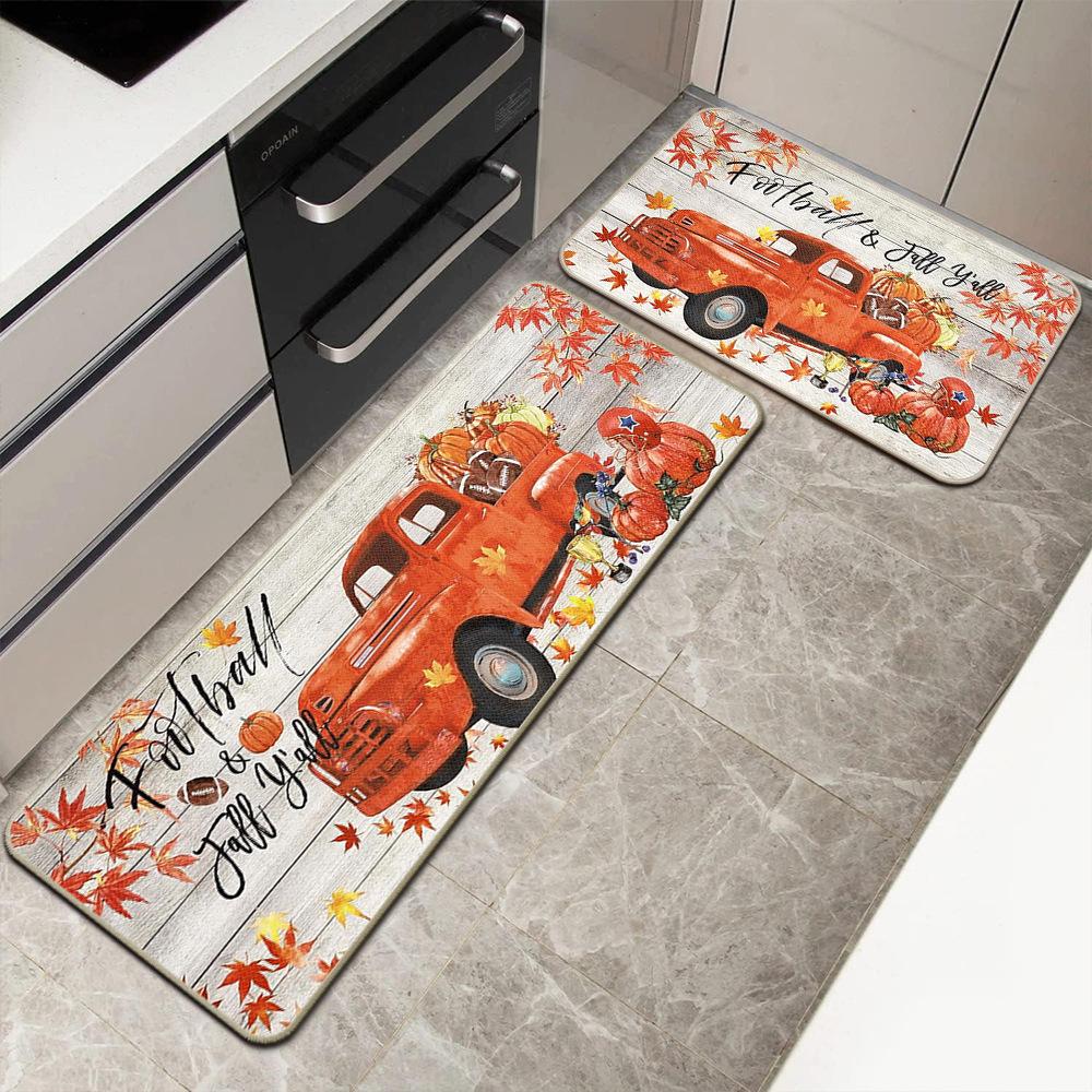 2pcs Thanksgiving Kitchen Floor MATS, Entrance Door Mats, Corridor Laundry Room Long Carpet, Home Decoration