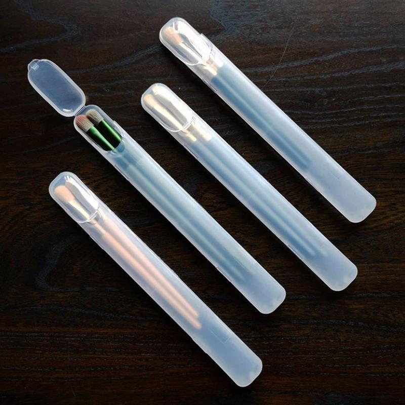 Cutie Portabilă pentru Depozitarea Pensulelor de Machiaj Creion de Sprâncene Tacâmuri Bețișoare Transparentă cu Capac Organizator Caz Instrument de Frumusețe