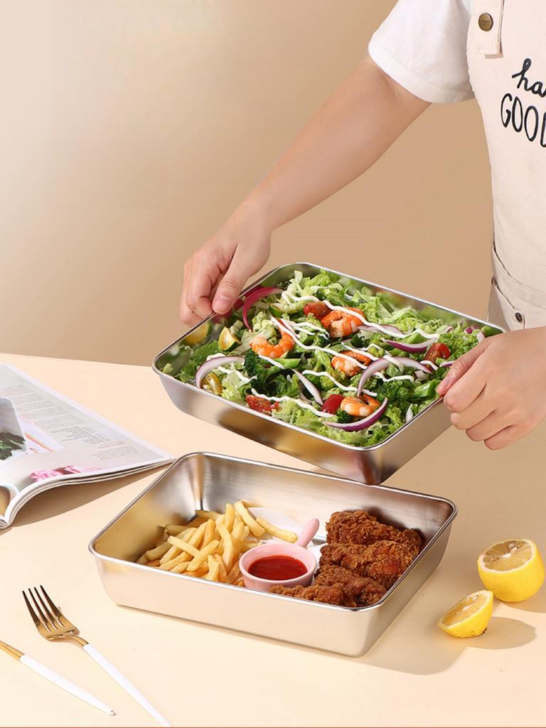 Stainless Steel  Fresh-keeping Storage Lunch Box square Small Food Repackaging Box Dish Basin Outdoor Picnic Box