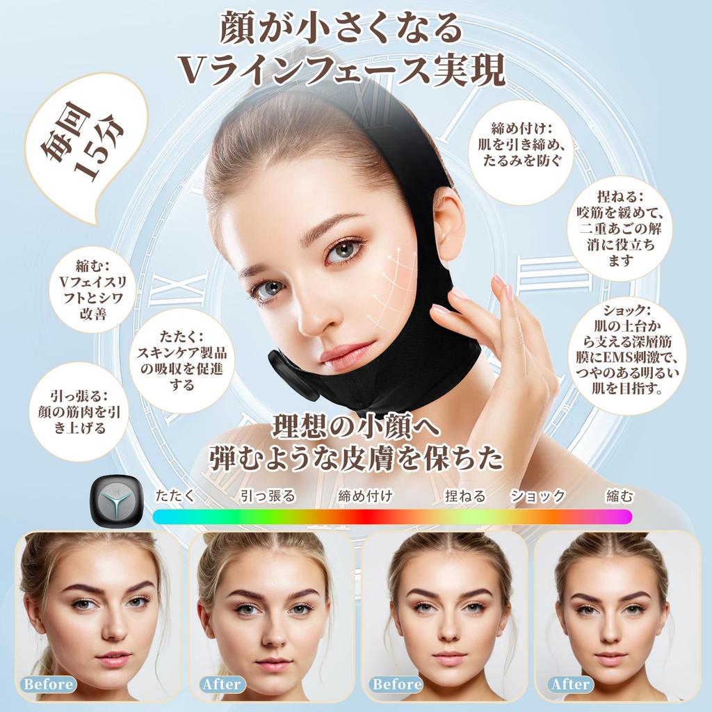 EMS Facial 6 10 Intensity High USB Rechargeable with Remote for Home Instruction Manual Included Belt, V-Face, Modes, Settings, Elasticity,