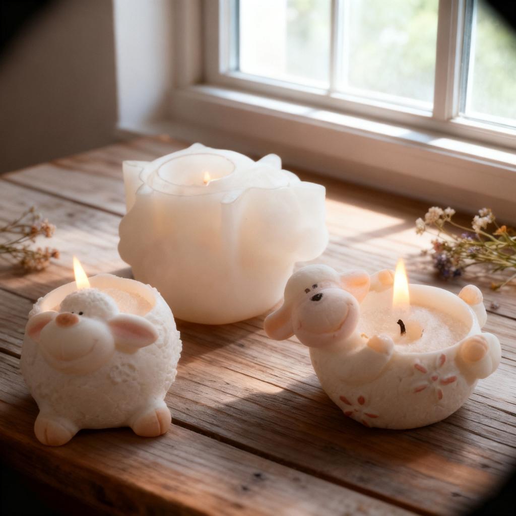Lovely Sheep Candle Holder Silicone Mold Jewelry Storage Box Mold Tealight Candle Holder Mold for Epoxy Resin Casting