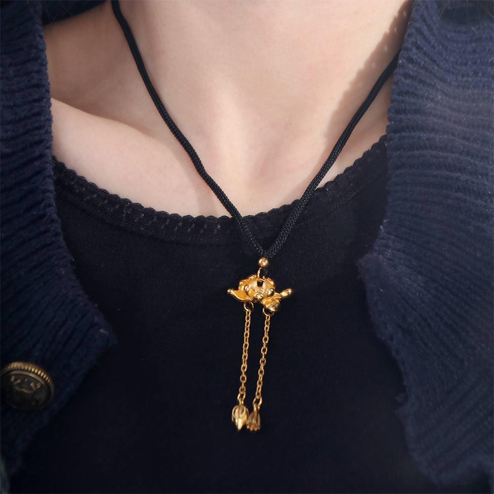 

Aesthetic Lotus Necklace Jewelry Lotus flower Chain Choker Trendy Gold Lotus Clavicle Chain Boys Lotus