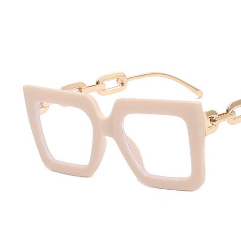 Big Square Chain Frame Clear Lens Glasses Myopia Nerd Spectacles Degree -0.5 -1.0 -2.0 To -6.0 Oversize Hyperopia +0.5 To +6.0