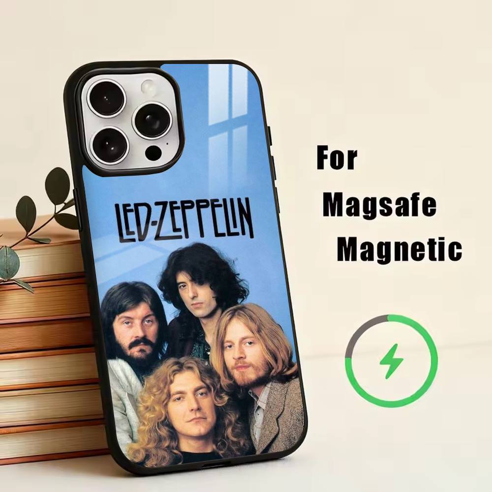 L-Led Z-Zeppelin Telefoonhoesje Voor iPhone17,16,15,14,13,12,11 Plus,Pro Magnetisch met Magsafe Draadloos Opladen