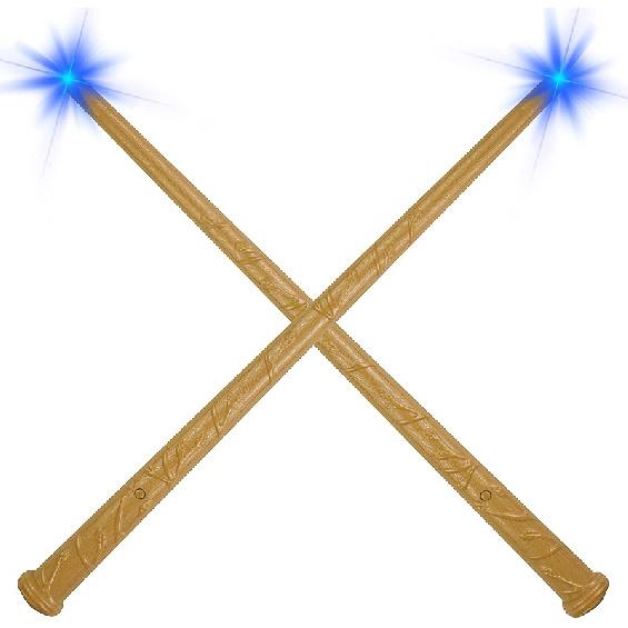 KingVows Light Up Wizard Wand Magic Illuminating Toy with Sound Party Costume Accessory Cosplay 2 Pack Brown хаки