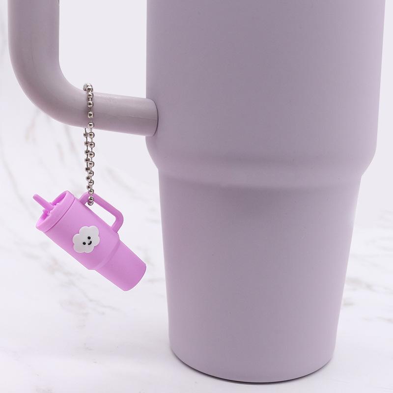 Popular Soft Rubber Stanley Cup Pendant Keychain - Creative Milk Tea Cup Keyring Available