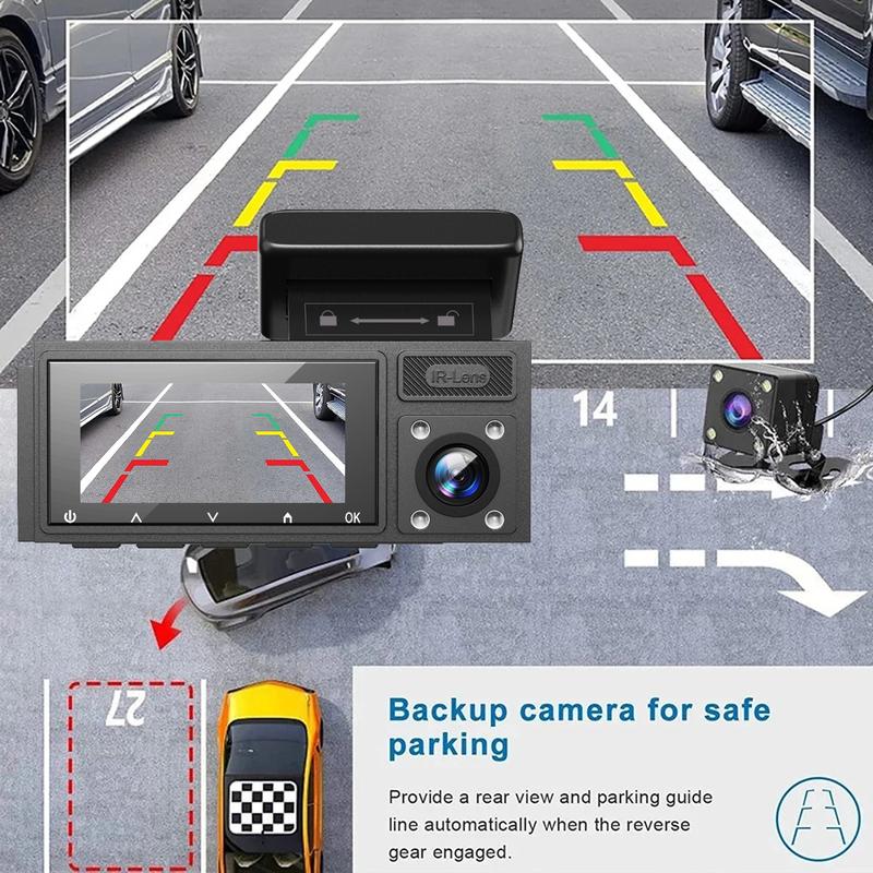 3 Channel Dash Cam HD 1080P Wifi Inside Vehicle Car DVR Three Way Lens Camera DVRs Recorder Video Registrator Dashcam Camcord