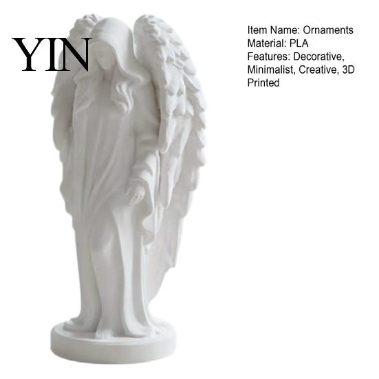 Memorial Gift for Her 3D Printed Hooded Angel Figurine, Elegant White Winged Statue, Desktop Ornament Study European Style Minimalist Sculpture