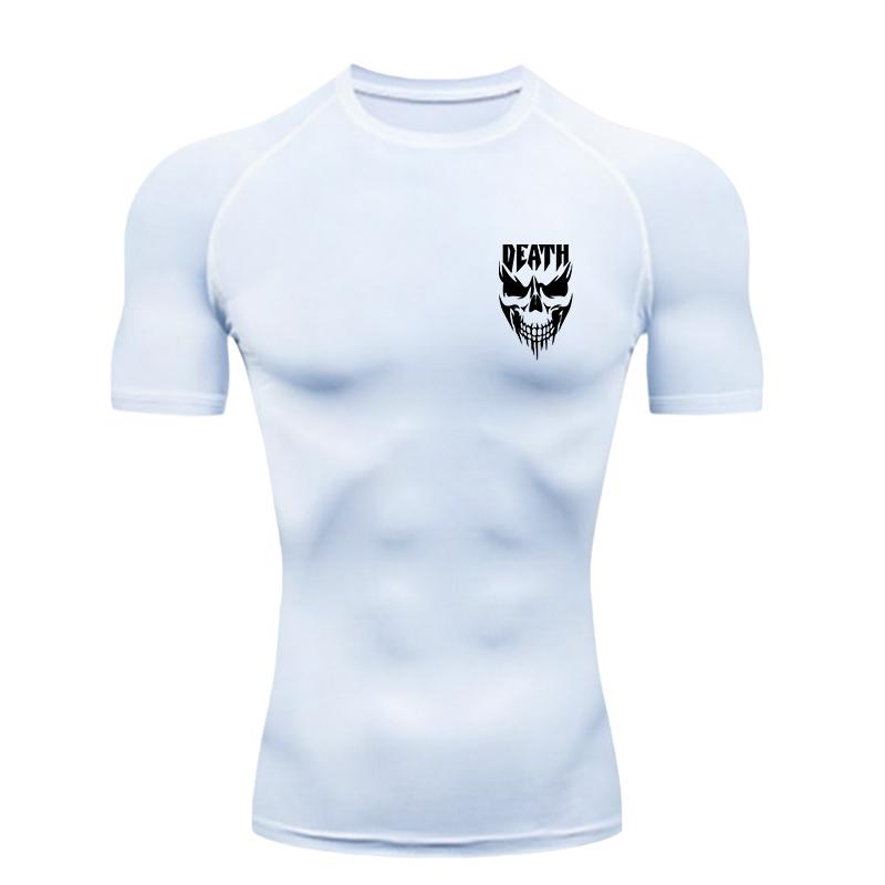 Skull Pattern Men's Sports T - Shirt Training Fitness Compression Workout T - Shirt Athletic Tees Gym T - Shirts Running