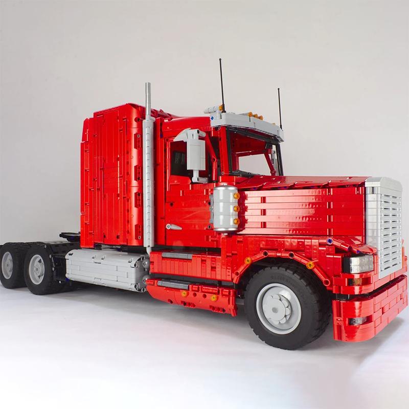 New US Semi Truck Head Model Trailer City Engineering Vehicle Container Truck Children's Toy Technology Building Blocks