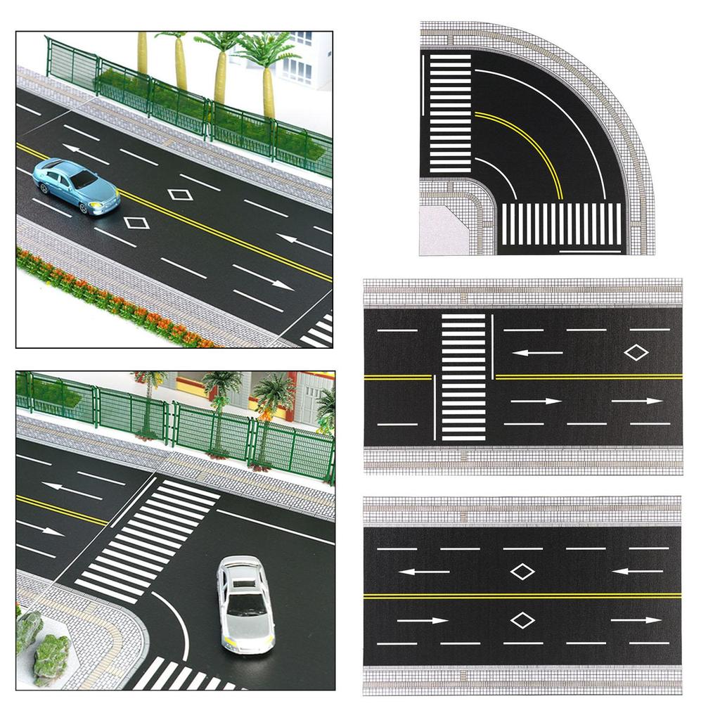 1/64 Miniatur asphaltierte Fahrbahn Modell HO-Maßstab Straßenkollektionen Simulierte Stadtkulisse Ornament für