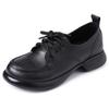 Fashion GKTINOO Platform Shoes Women Genuine Cow Leather Round Toe Sewing Lace-Up Chunky Sole Ladies Low Heels Shoes Handmade Plus Size