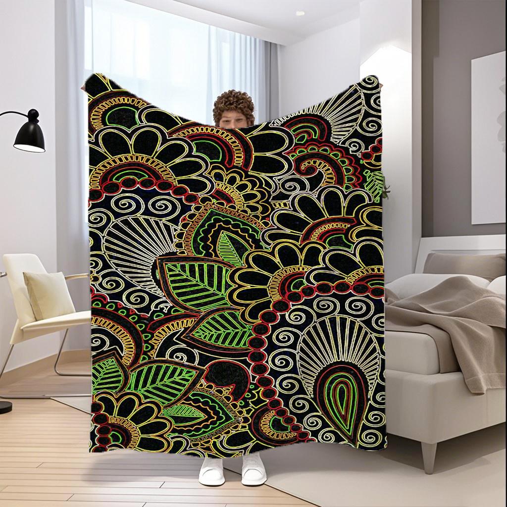 Colorful Ethnic Pattern Microfiber Flannel Cover Blanket Bedroom Living Room Sofa Soft And Comfortable Home Decoration