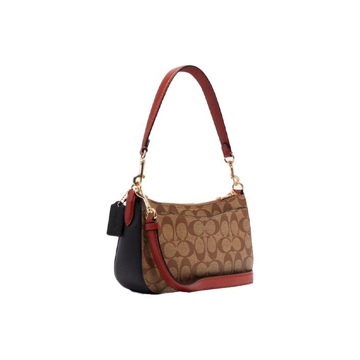 Coach Women's Signature Embossed Patent Leather Shoulder Bag Chain Handbag Clutch Purse for Daily Party Shopping 5498-IMRL7