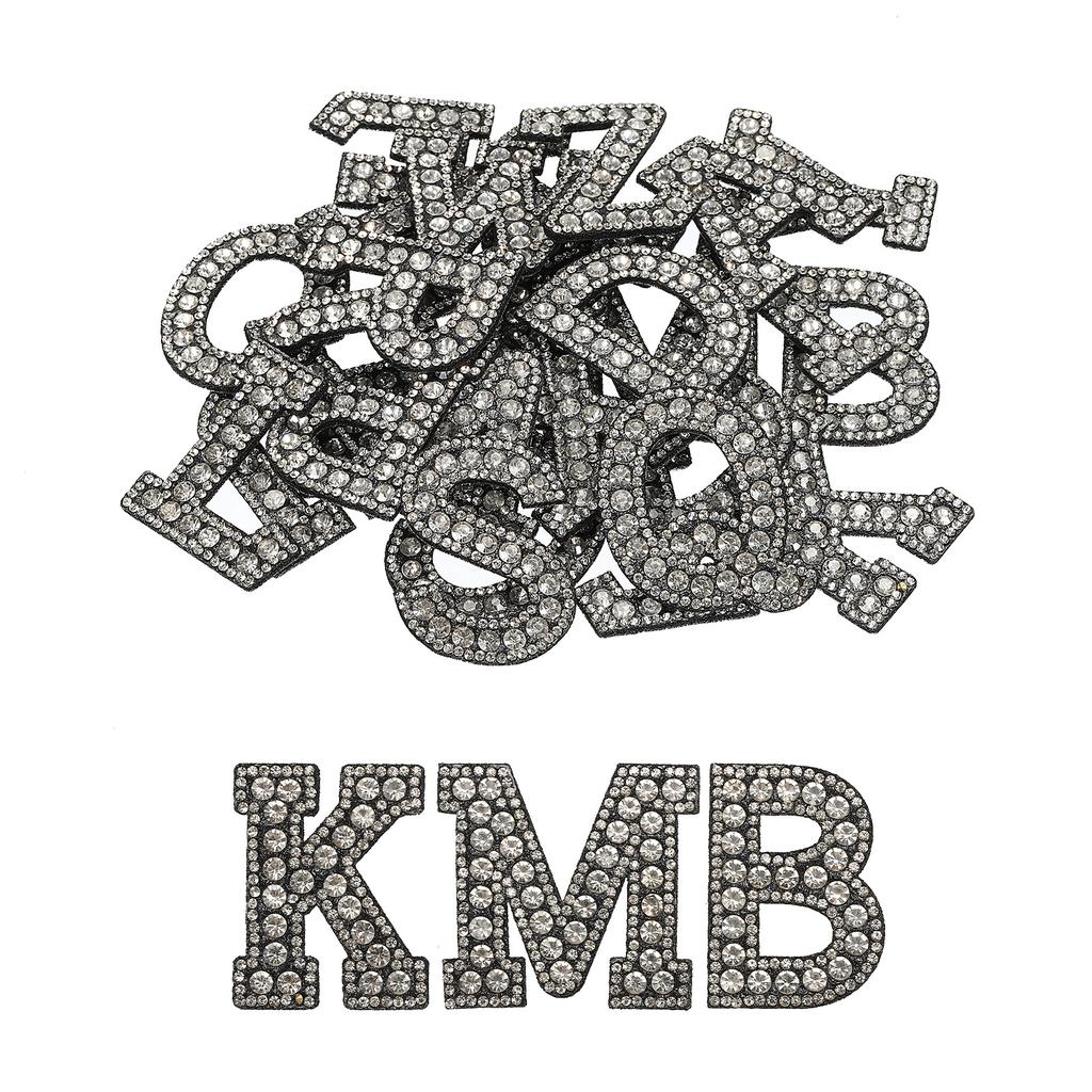 Iron On Patch Decorative A-Z Glitter Alphabet Applique Rhinestone English Letter for Handmade Bag Hat Jeans Clothes Applique DIY