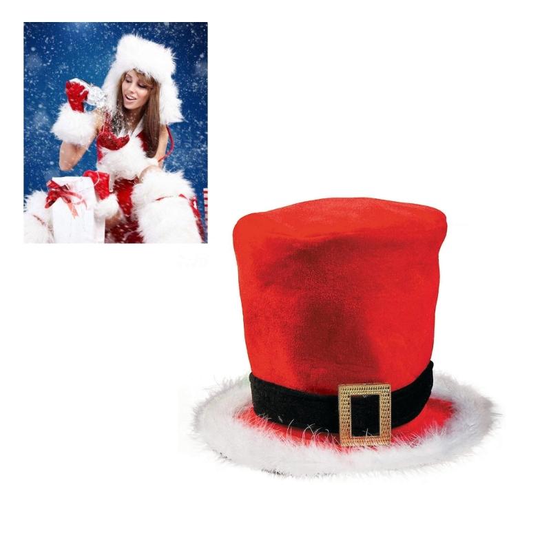 Christmas Top Hat Headwear Cap Thicken Plush Perfect for the Holidays Colorful Outfits for Cosplay Santa Furry Hat