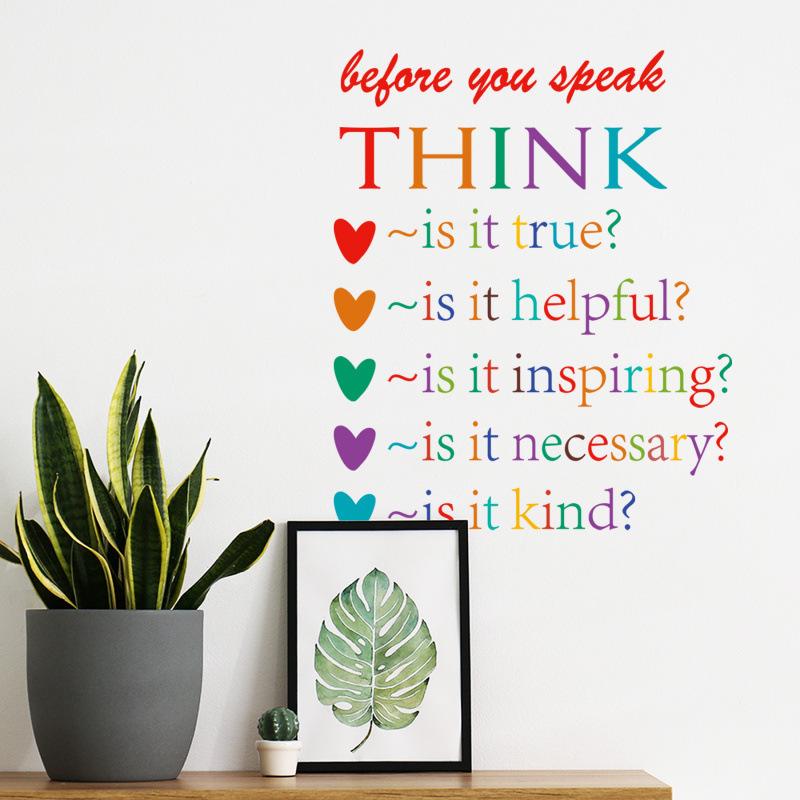 THINK Colorful Heart Wall Sticker for Living Room & Kids' Room - Removable Self-Adhesive Decoration