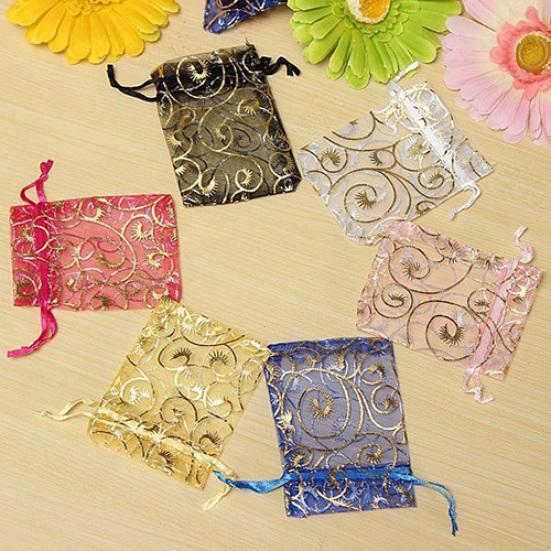 100Pcs Organza Gift Bags Jewellery Christmas Wedding Party Packing Pouches