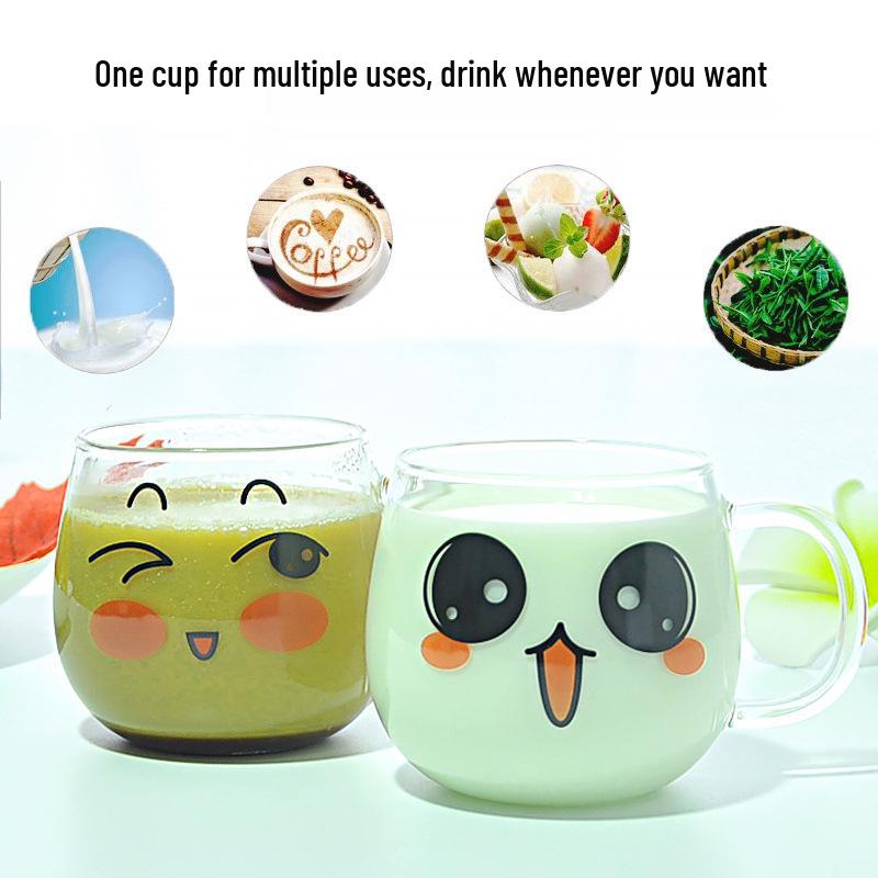 Kreativní sklenice s emotikony - Dárková sklenice s velkým bříškem, Roztomilý hrnek na kávu