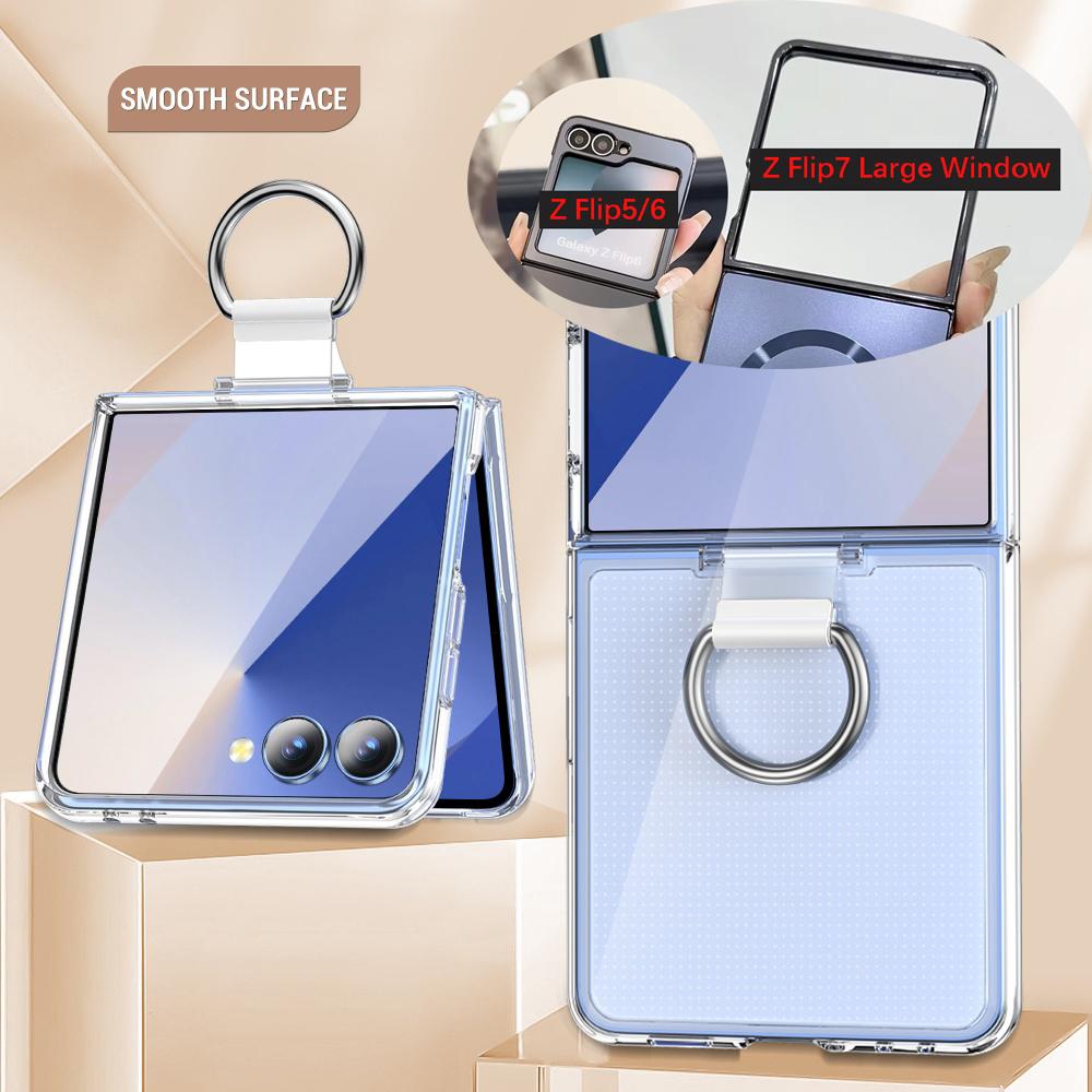 

Z Flip7 FE Electroplated Silver Ring Case for Samsung Galaxy Z Flip 7 6 5 4 3 Flip6 Comfortable Touch Dopamine Shockproof Cover Galaxy Z Flip3 5G прозрачный