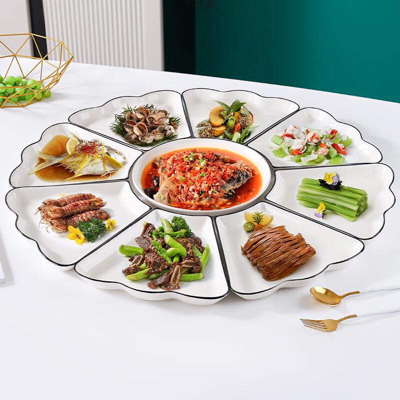 Wutuo 30-Piece Ceramic Dinnerware Set with Rotating Platter