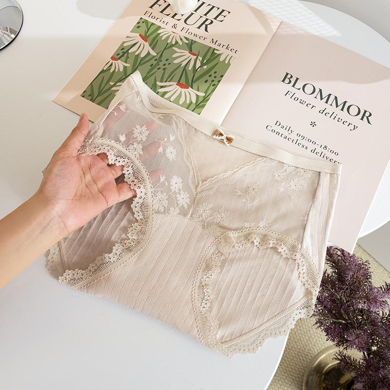 

Женское весенне-осеннее хлопковое нижнее белье с кружевной вставкой, дышащее, 10A антибактериальное, с высокой талией XL легкие хаки