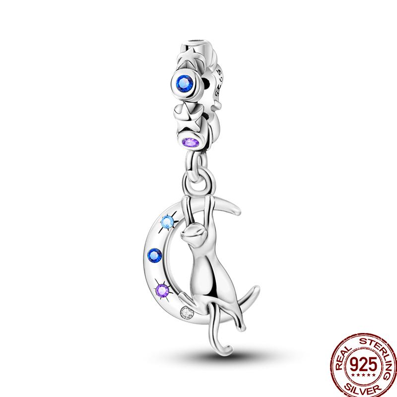 Copper Blue Mountains Airplane Stars Moon Blessing Charm Beads Suitable For 3Mm Original Bracelet Diy