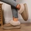 Woman Casual Platform Fluffy Slippers Faemale Fashion Plush Warm Cotton Shoes Couples Comfort Thick Soled House Warm Slippers