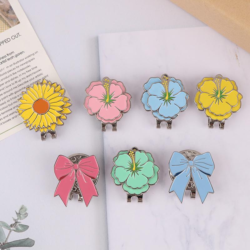 Golf Cap Clips With Magnet Mark Bow/Petal Pattern Golf Ball Marker Golf Ball Position Removable Golf Accessories