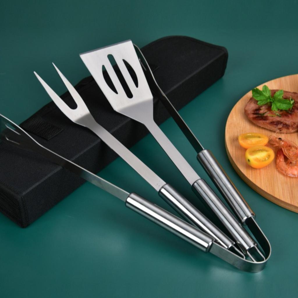 3PCS Stainless Steel BBQ Grill Tools Set for Outdoor Steak Korean Barbecue Household Cooking Utensils Kitchen Accessories bbq