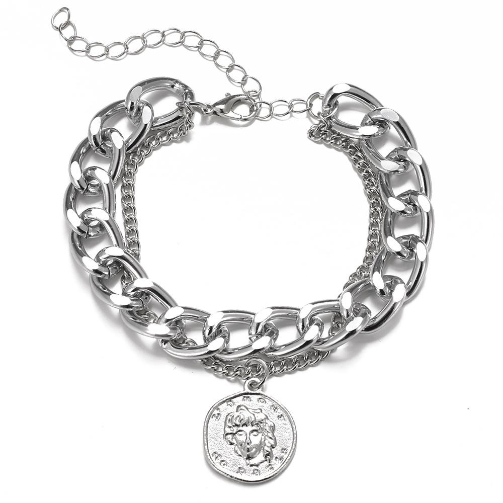 Retro Thick Chain Bracelet Set - Retro Bracelets - Women's Hand Chain Set