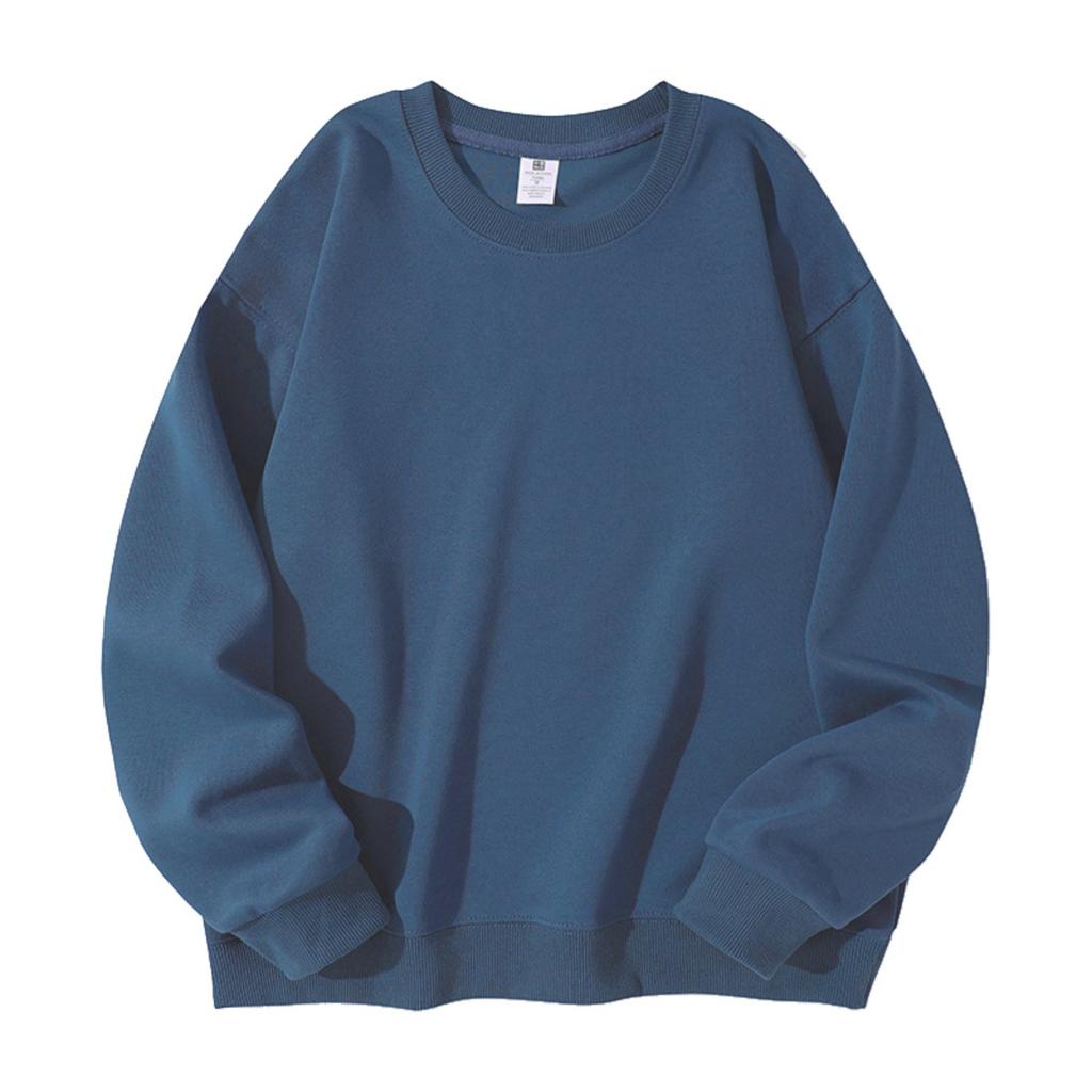 Men's And Women's Solid-color Casual Round-neck Long-sleeved Top, Men's Fitted Thickened Cotton Sweatshirt Base Layer Top