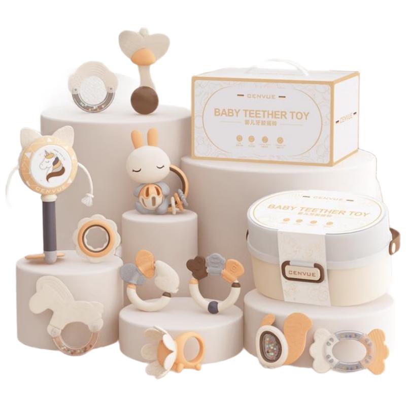 HANDUNYOU Newborn Baby Teether & Rattle 10-Piece Set